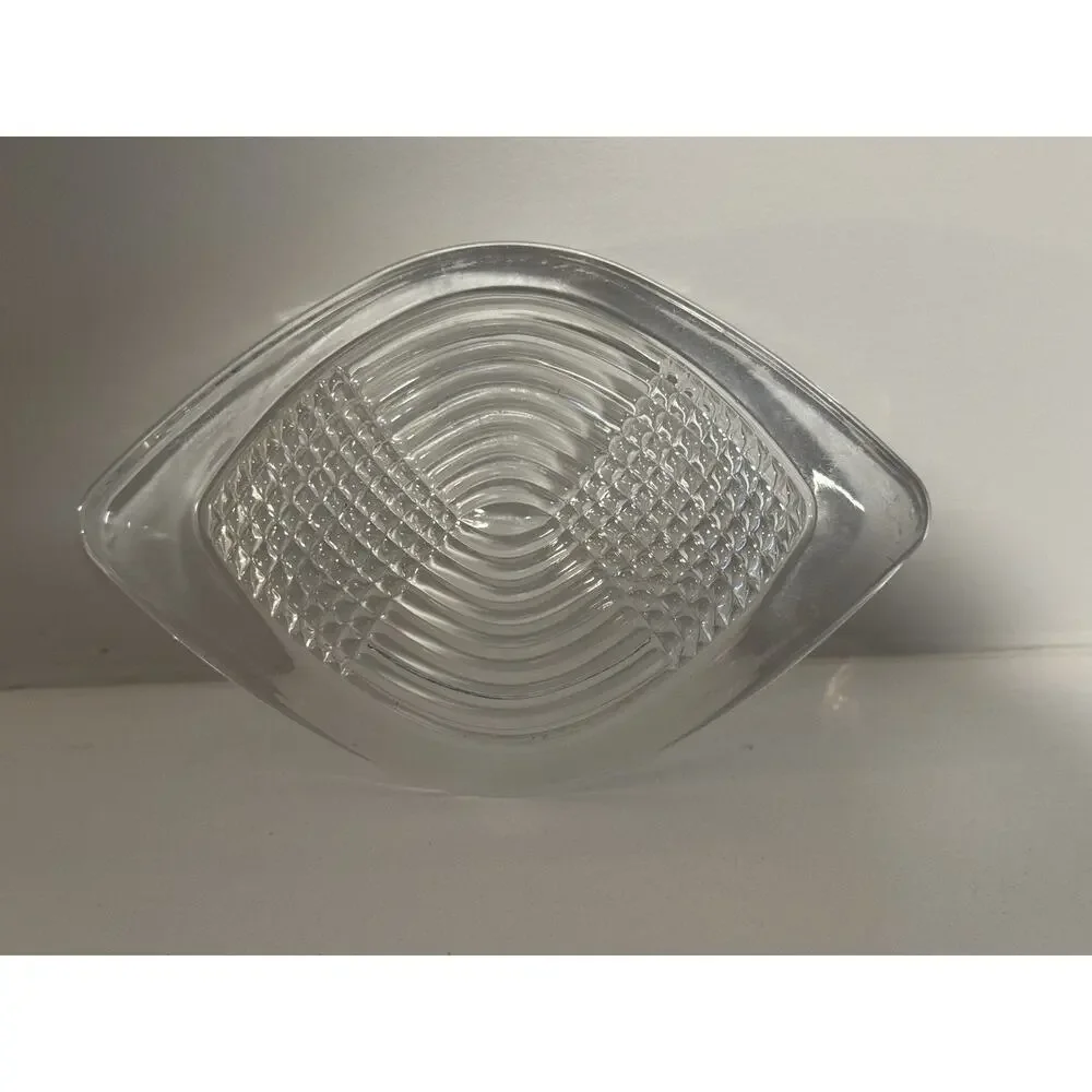Vintage Art Deco Clear Thick Solid Glass Trinket Dish Ashtray